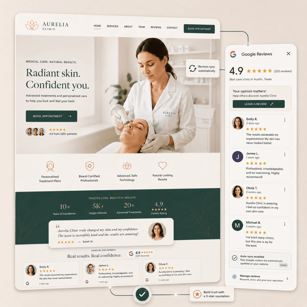 Google reviews integrated with your business website